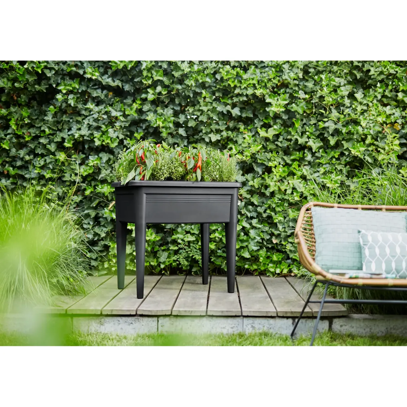 Elho Moestuinbak Green-Basics Super-XXL - Gerecycled-Plastic - Zwart - 56,6x75x22,3cm