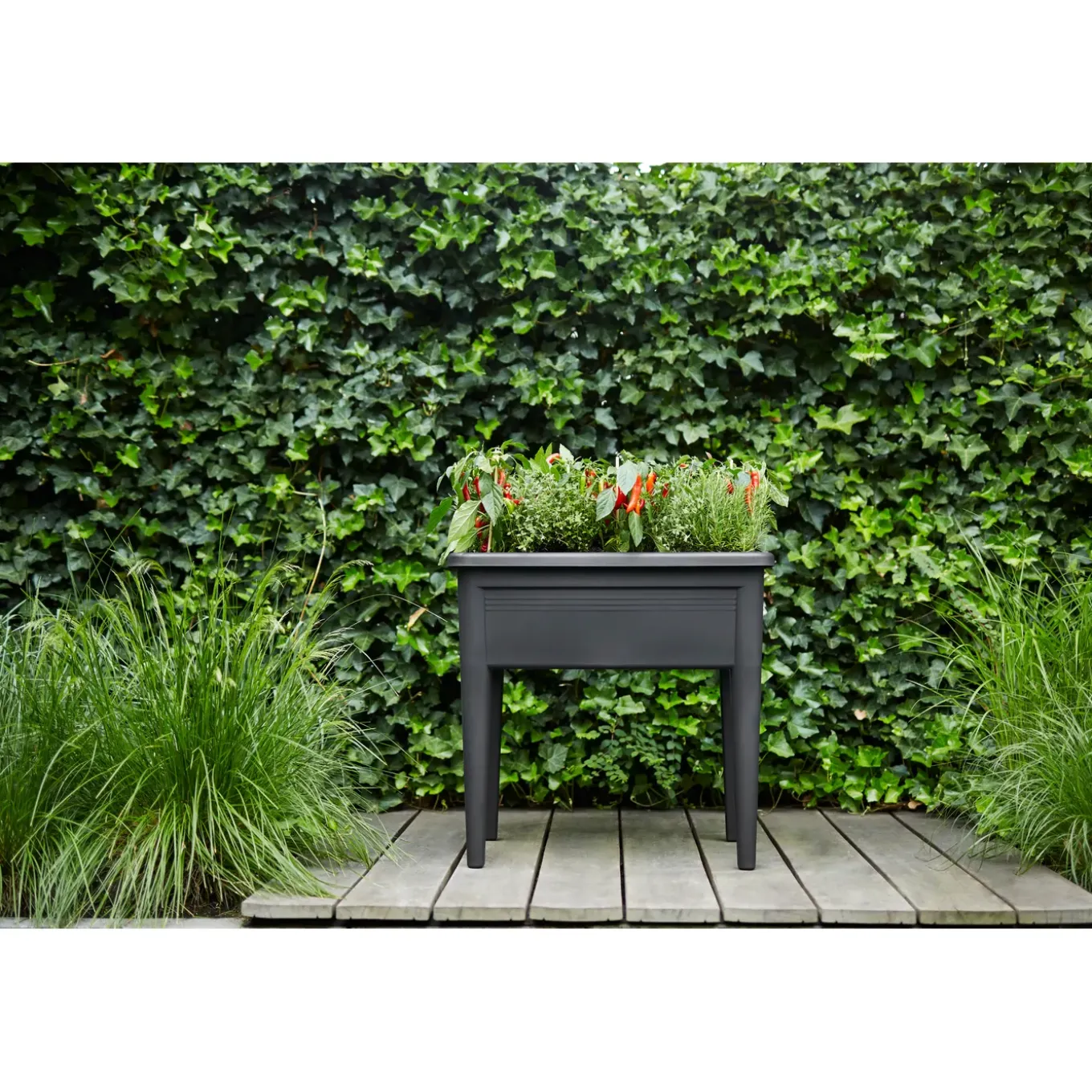 Elho Moestuinbak Green-Basics Super-XXL - Gerecycled-Plastic - Zwart - 56,6x75x22,3cm