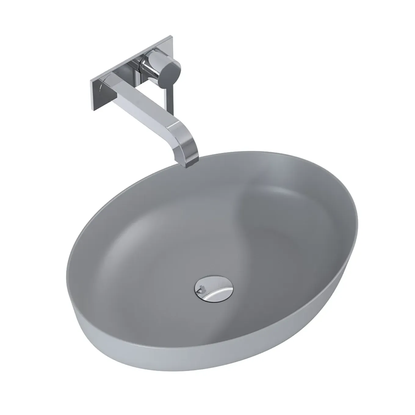 Elita Waskom Badkamer Rika - Keramiek - Ovaal - Lichtgrijs - 52cm
