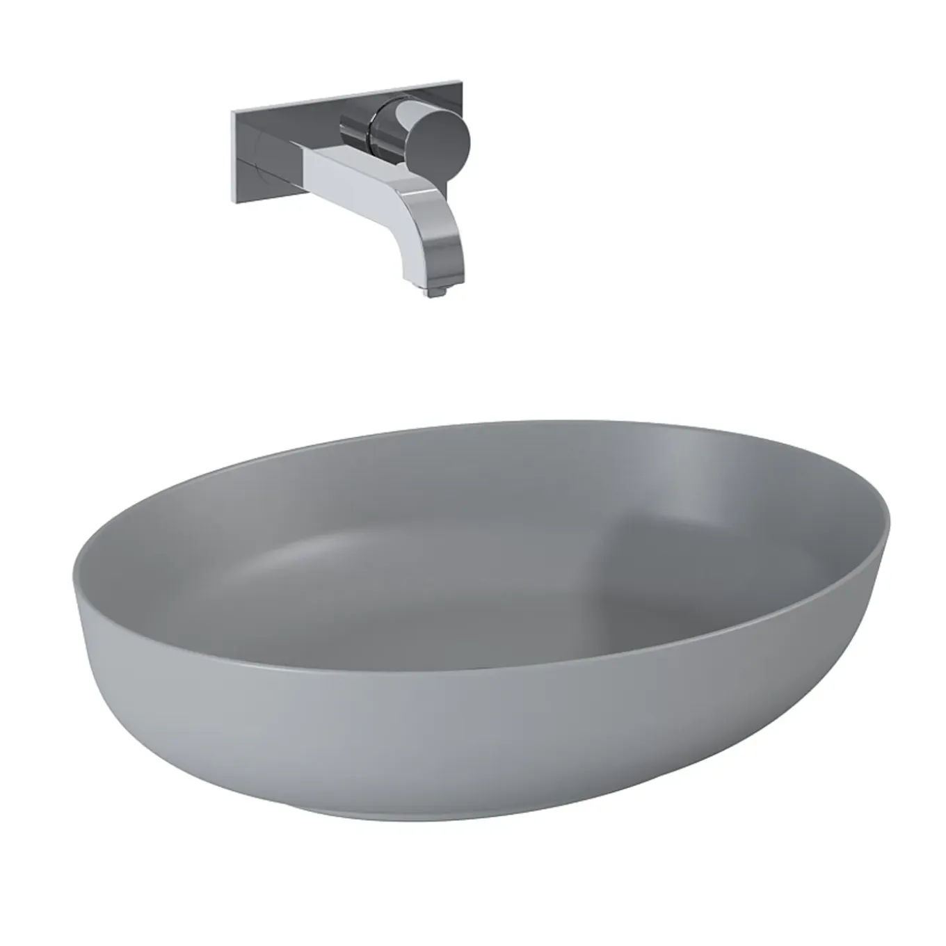 Elita Waskom Badkamer Rika - Keramiek - Ovaal - Lichtgrijs - 52cm