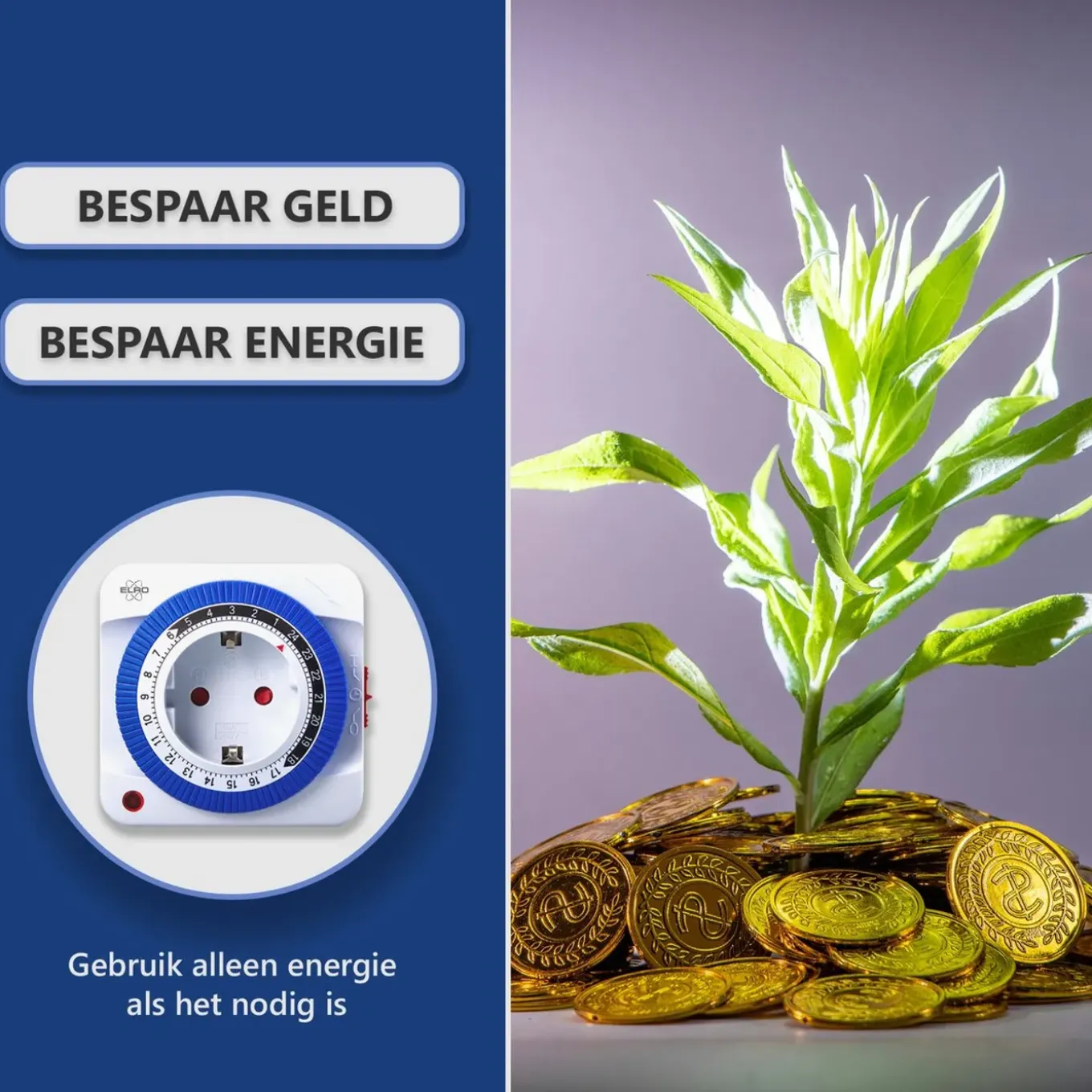 Elro - Ti1000-4 Mechanische Timer - Compact En Veilig, Voor Binnengebruik - 3600w