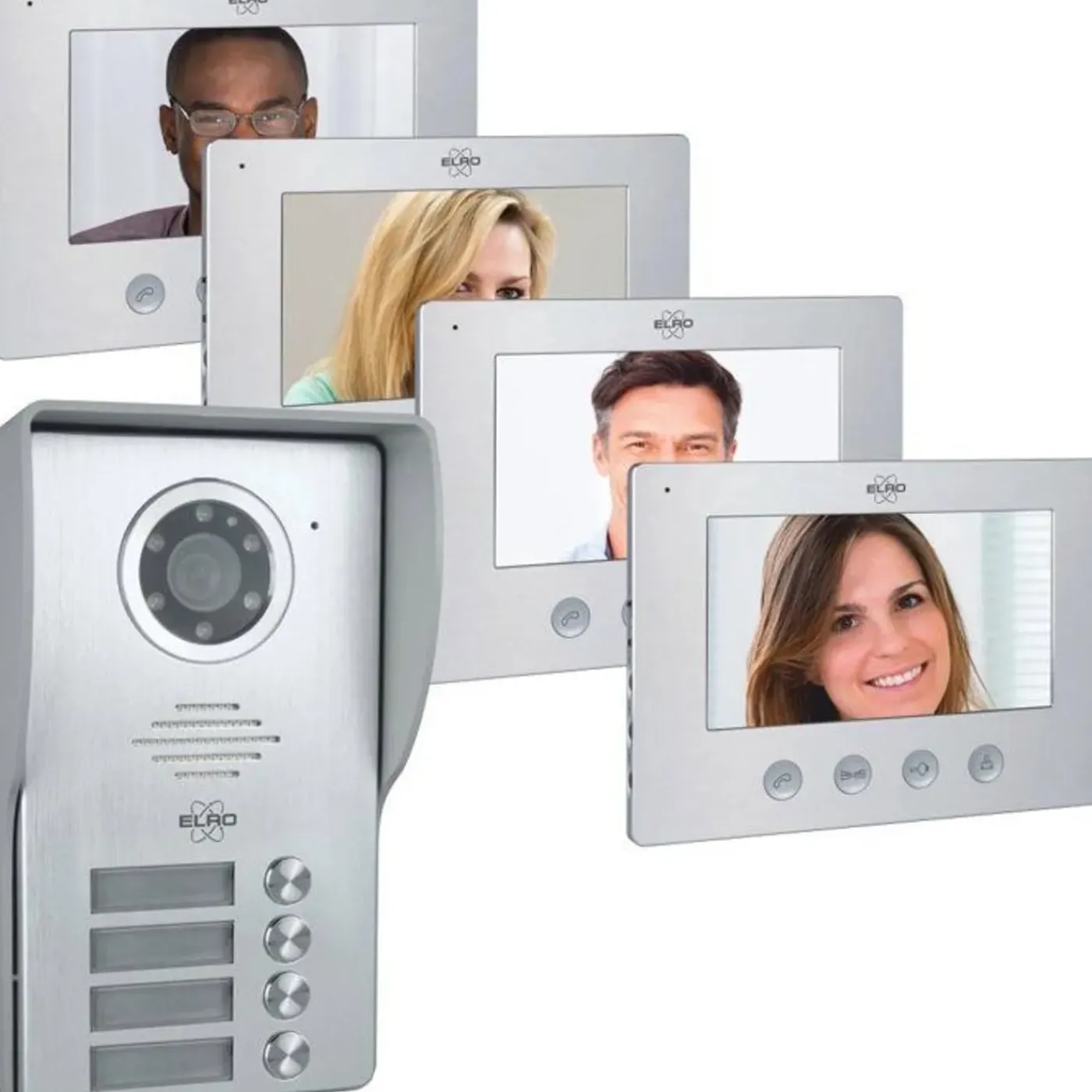 ELRO - Video-intercom - Full Hd-oplossing Voor Gebouwen Met Meerdere Wooneenheden - 4 Units