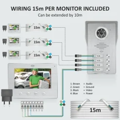 ELRO - Video-intercom - Full Hd-oplossing Voor Gebouwen Met Meerdere Wooneenheden - 4 Units
