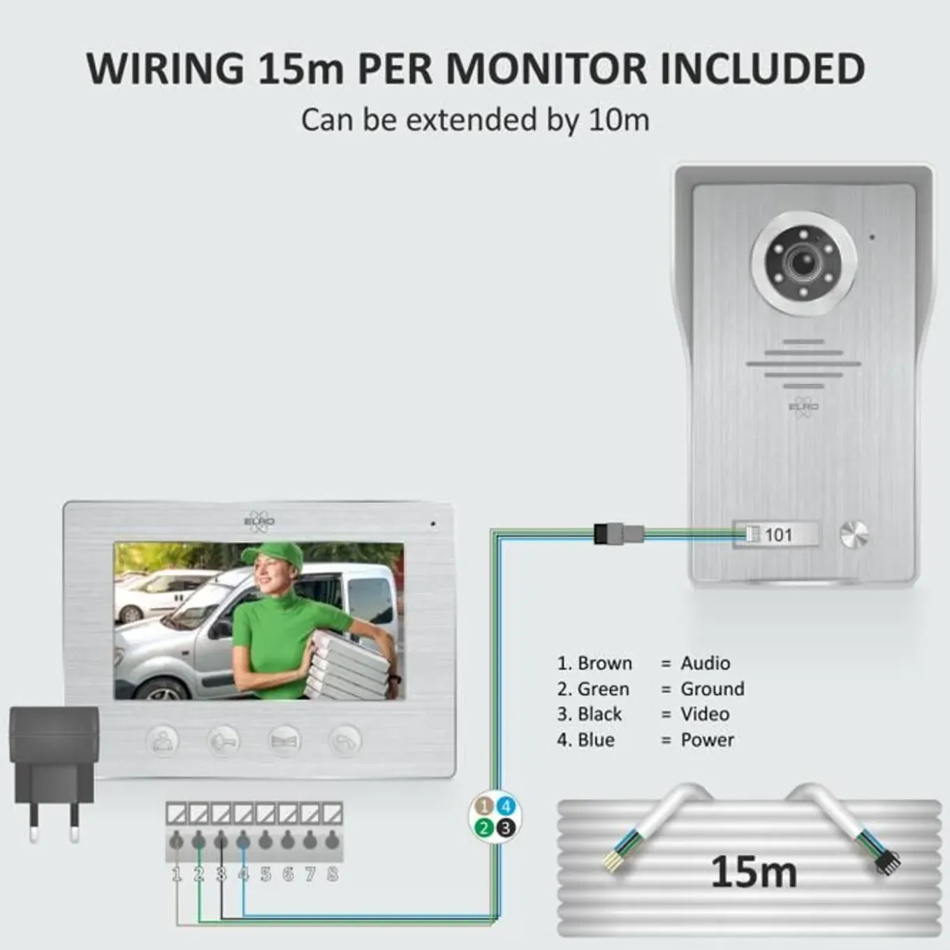 Elro - Video-intercom - Toegangsbewaking Met Full Hd-camera - 7-inch Scherm