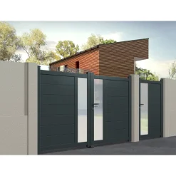 Elsealu Dubbele Draaipoort - Fonte - Aluminium - Antracietgrijs RAL 7016 - 350x162cm