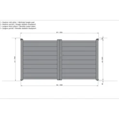 Elsealu Dubbele Draaipoort Nisa - Aluminium - Antracietgrijs RAL 7016 - 350x182cm