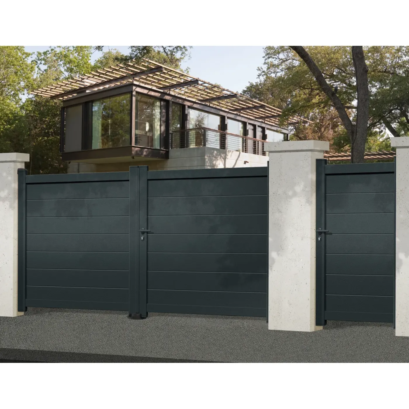 Elsealu dubbele draaipoort Nisa aluminium 300x182cm