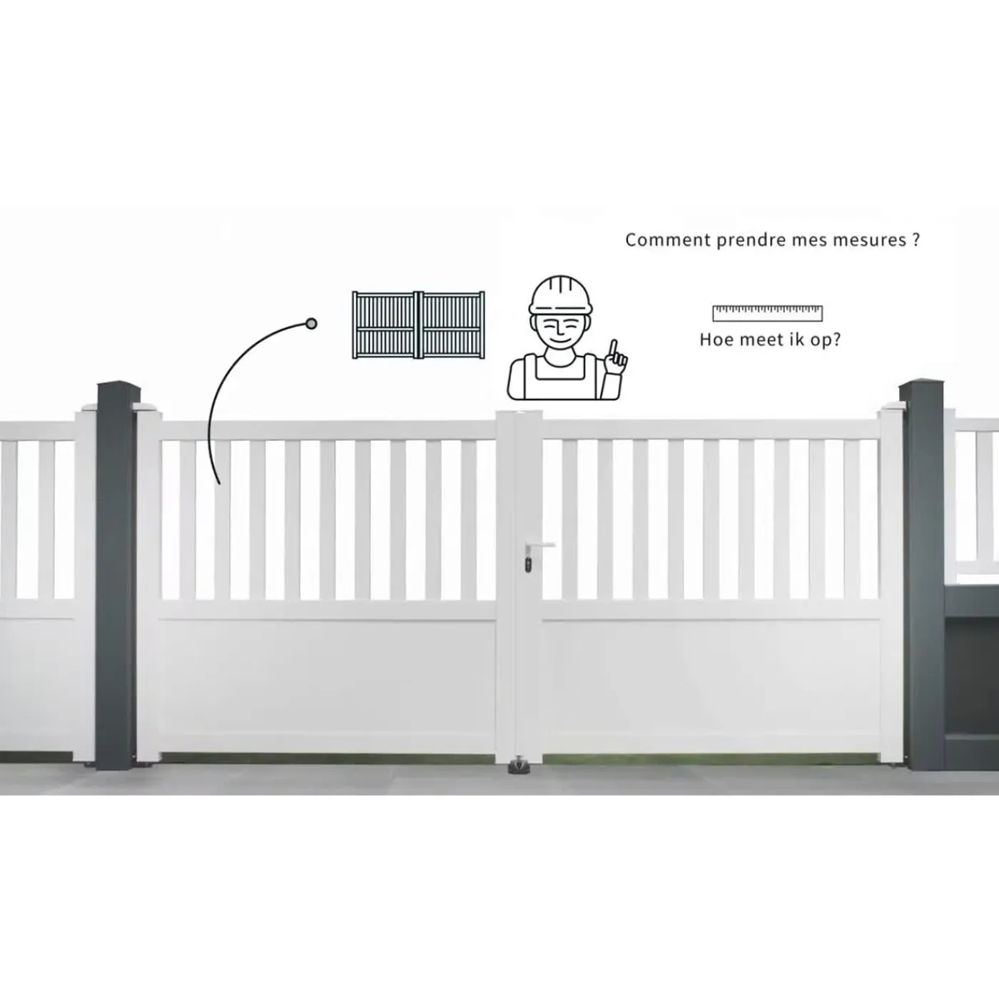 Elsealu dubbele draaipoort Nisa aluminium 300x182cm
