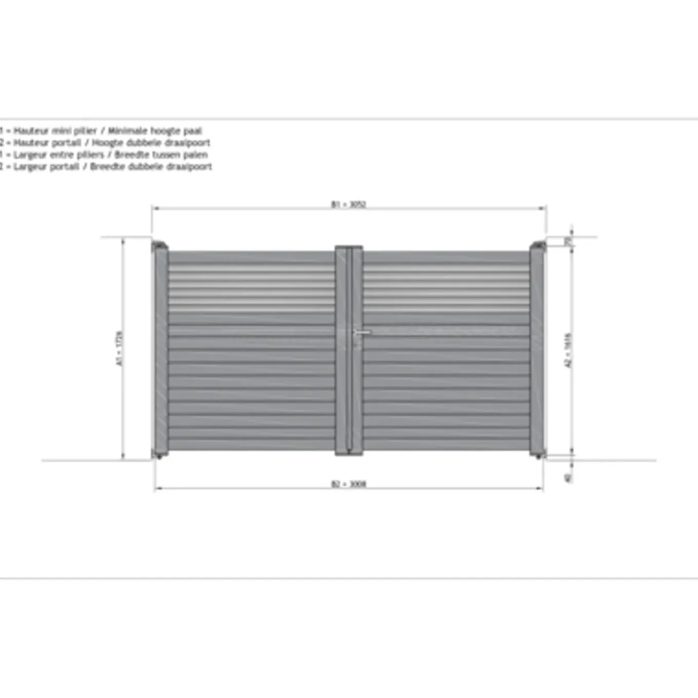 Elsealu Dubbele Draaipoort Vagos - Aluminium - Antracietgrijs RAL 7016 - 350x160cm