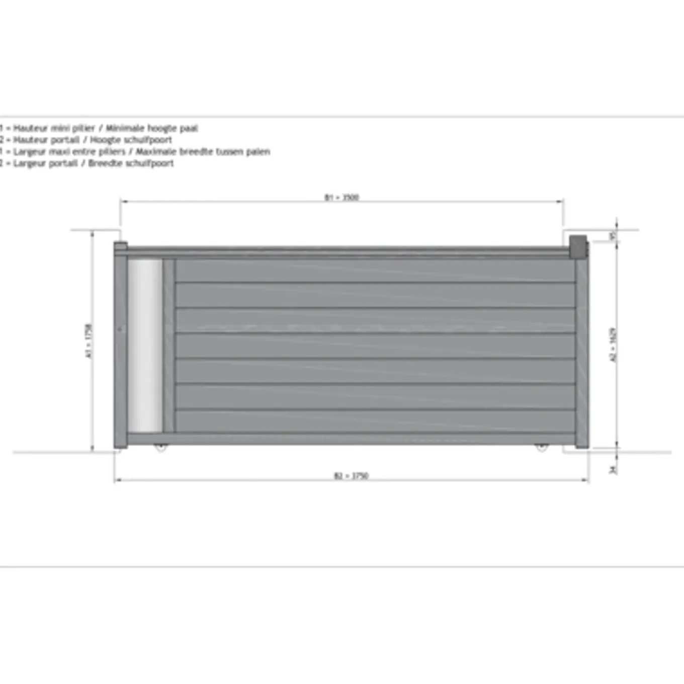 Elsealu Schuifpoort Fonte - Aluminium - Antracietgrijs RAL 7016 - 375x161cm