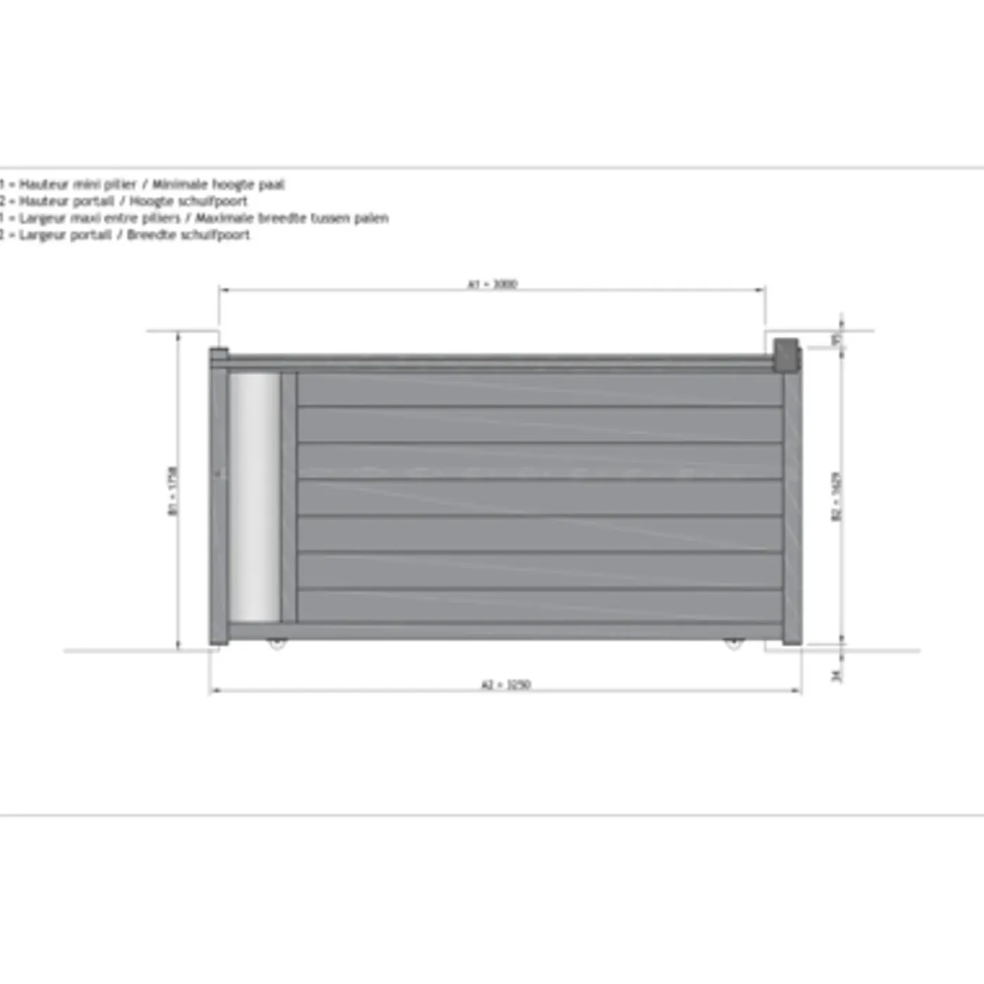Elsealu Schuifpoort Fonte - Aluminium - Antracietgrijs RAL 7016 - 325x161cm