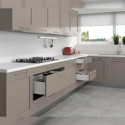 Emuca Concept Buitenste Lade 30kg Hoogte 185mm, Diepte 500mm, Staal, Wit Gelakt