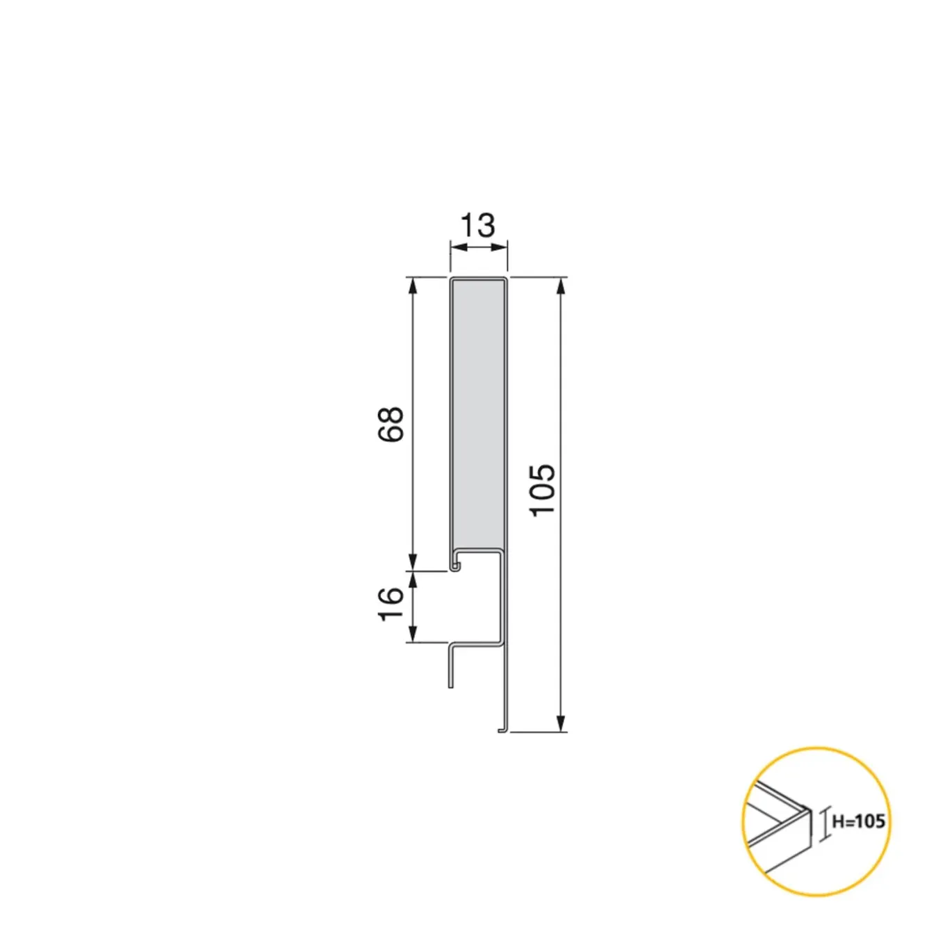 Emuca Concept Buitenste Lade 30kg Hoogte 105mm, Diepte 350mm, Staal, Wit Gelakt
