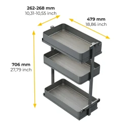Emuca Harmony Uitschuifbaar Karretje Met Softclose, Module Breedte 300mm Hoogte 800mm, Staal