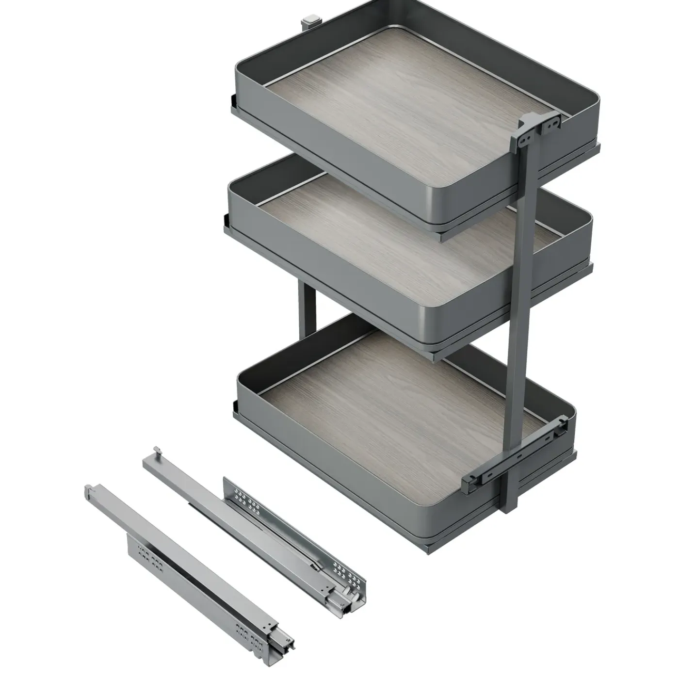 Emuca Harmony Uitschuifbaar Karretje Met Softclose, Module Breedte 400mm Hoogte 800mm, Staal