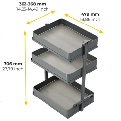 Emuca Harmony Uitschuifbaar Karretje Met Softclose, Module Breedte 400mm Hoogte 800mm, Staal