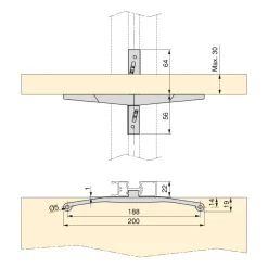 Emuca Kit Van Beugelset Voor 1 Houten Plank, 1 Module En 1 Hangstang Lengte 1m Zero, Zamak