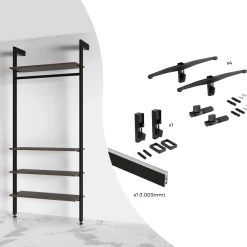 Emuca Kit Van Beugelset Voor 4 Houten Planken En 1 Hangroede Van 1m Lang Zero, Aluminium En Zamak