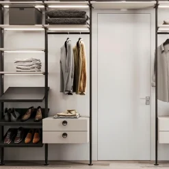 Emuca Kit Van Beugelset Voor 4 Houten Planken En 1 Hangroede Van 1m Lang Zero, Aluminium En Zamak