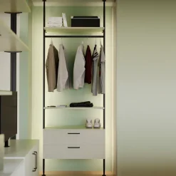 Emuca Kit Van Beugelset Voor 4 Houten Planken En 1 Hangroede Van 1m Lang Zero, Aluminium En Zamak