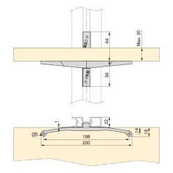 Emuca Kit Van Beugelset Voor 4 Houten Planken En 1 Hangstang Van 1m Lang Zero, Aluminium En Zamak