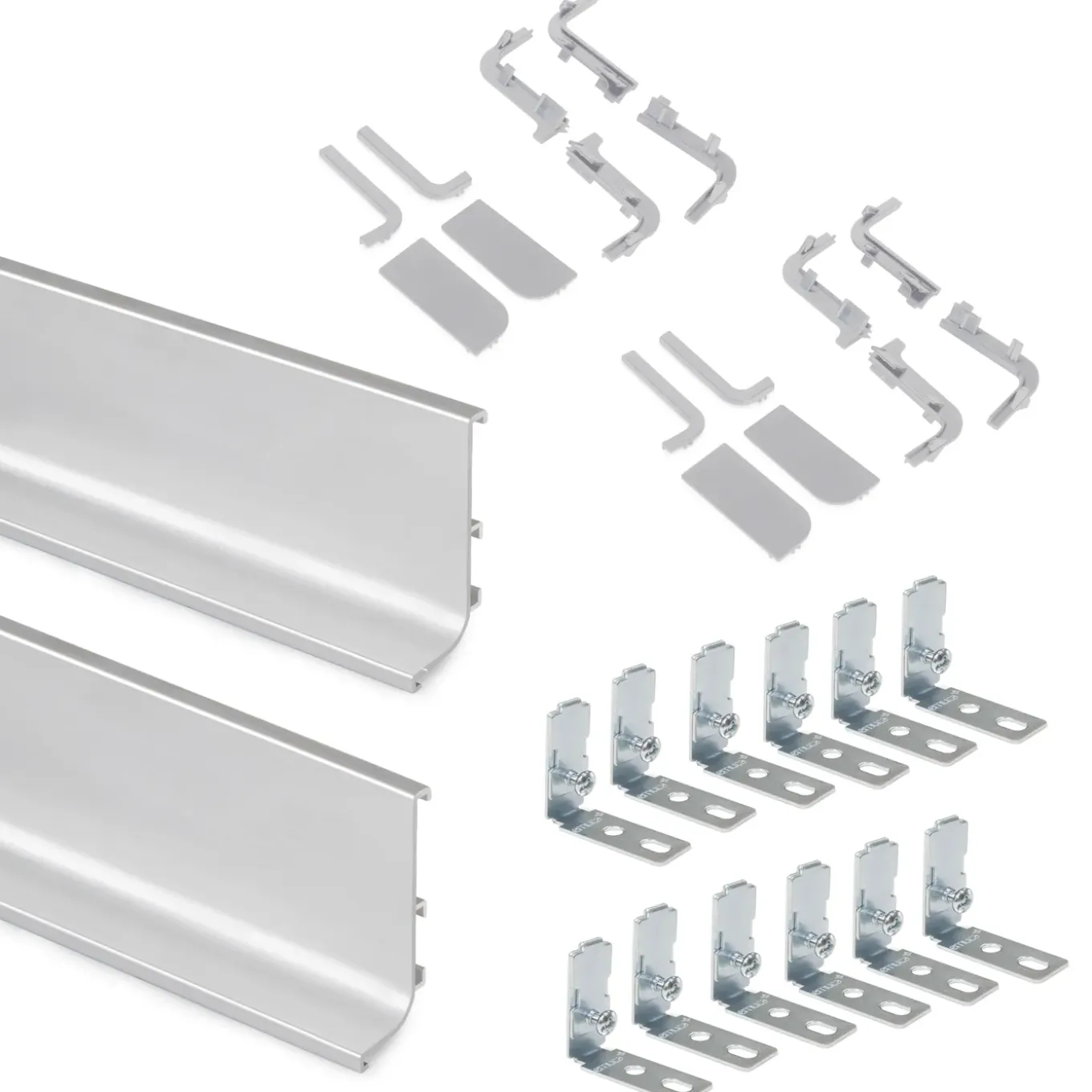 Emuca Kit Van 2 Gola Bovenprofielen Voor Keukenmeubelen, Lengte 2,35mm, Met Beslag, Aluminium