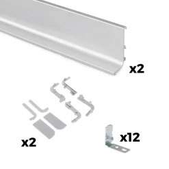 Emuca Kit Van 2 Gola Bovenprofielen Voor Keukenmeubelen, Lengte 2,35mm, Met Beslag, Aluminium