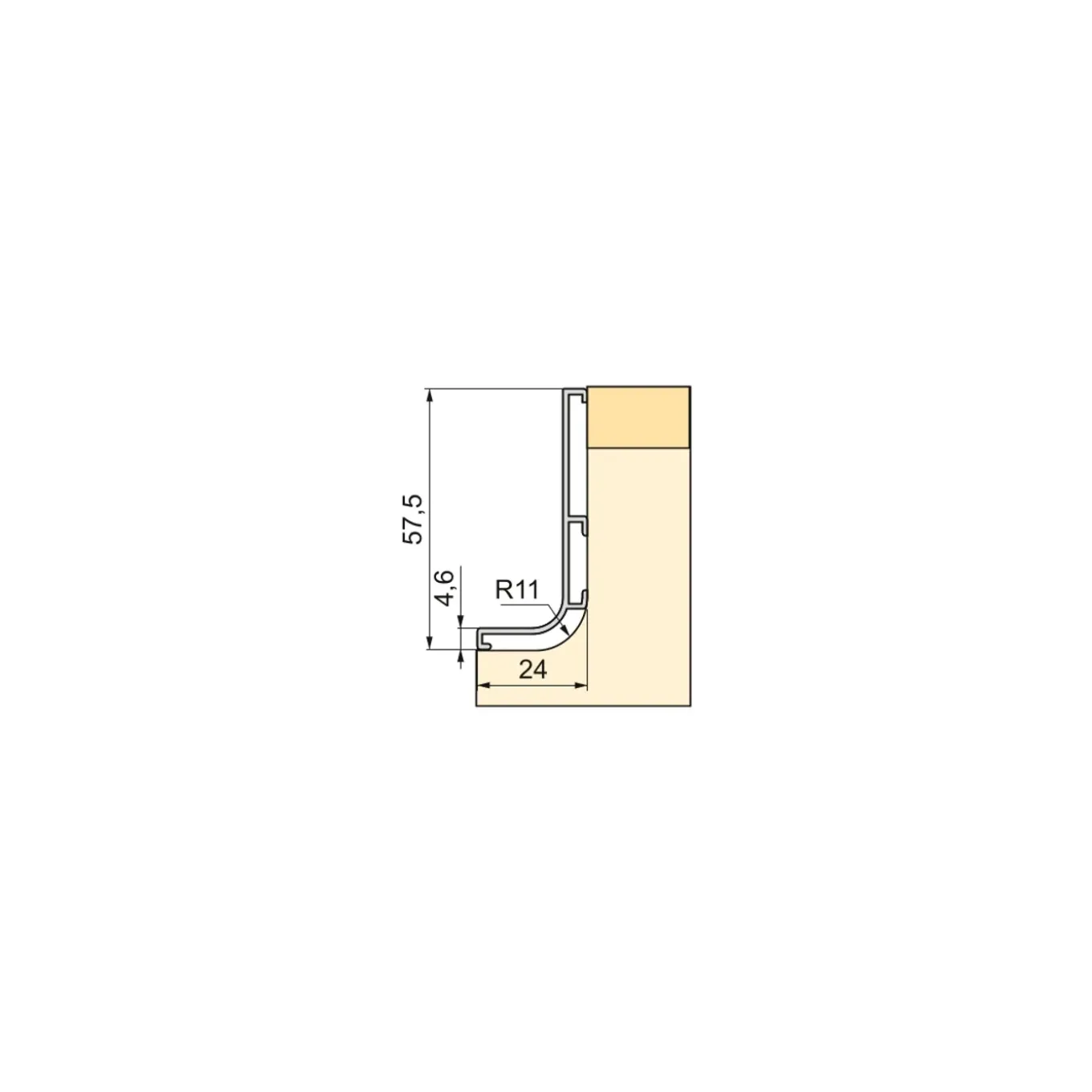 Emuca Kit Van 2 Gola Bovenprofielen Voor Keukenmeubelen, Lengte 2,35mm, Met Beslag, Aluminium