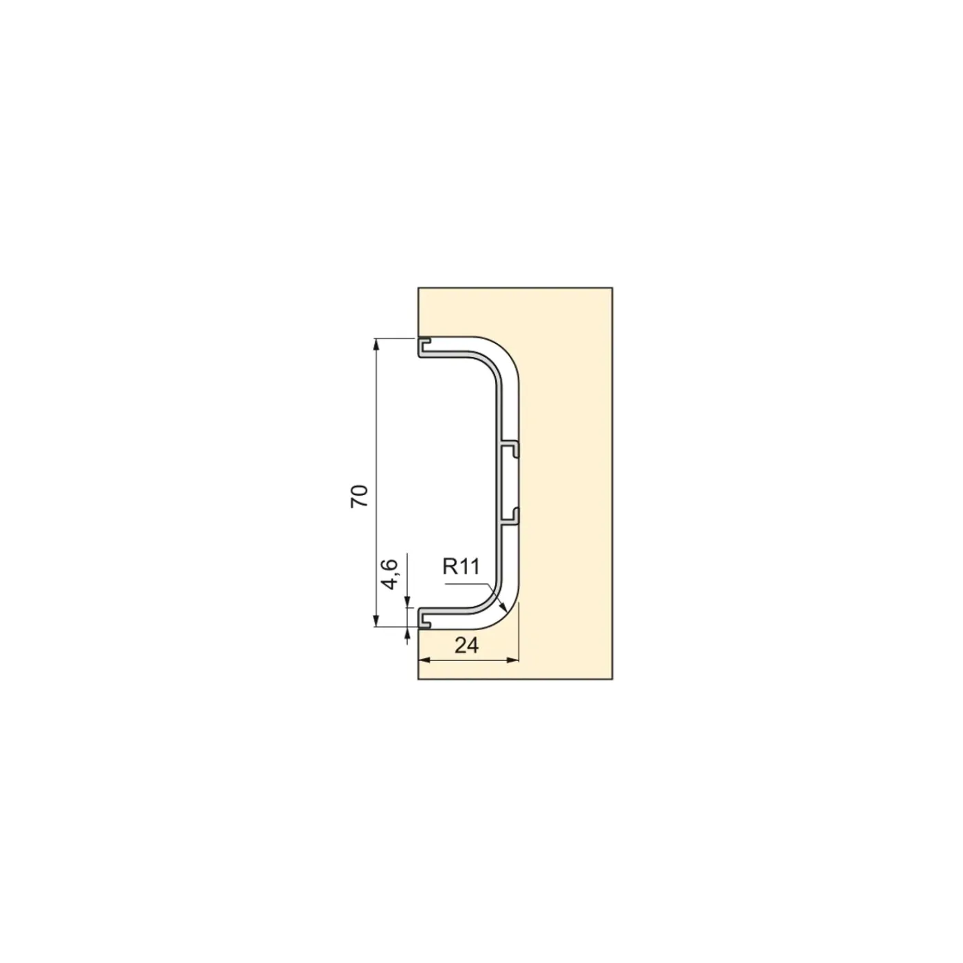 Emuca Kit Van 2 Gola Middenprofielen Voor Keukenmeubelen, Lengte 2,35mm, Met Accessoires