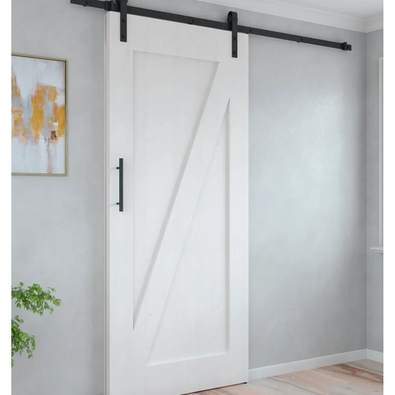 Emuca Kit Van Hardware Kit Voor Een Barn Houten Hangschuifdeur, Met Zachte Sluiting