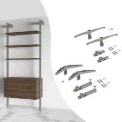 Emuca Kit Van Kit Met Steunen Voor 3 Houten Planken En 1 Module Voor Zero Structuur, Zamak