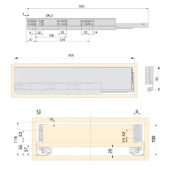 Emuca Kit Van Vertex Keuken- Of Badkamerlade Kit, 93mm Hoog, Met Legplanken, Module 900mm