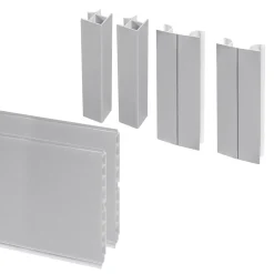 Emuca Lot Van 2 Plasline Keukenplinten Met Verbindingsbeslag, Hoogte 150mm, 2 Staven Lengte 2,35m