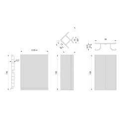 Emuca Lot Van 2 Plasline Keukenplinten Met Verbindingsbeslag, Hoogte 150mm, 2 Staven Lengte 2,35m