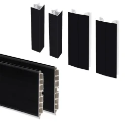 Emuca Lot Van 2 Plasline Keukenplinten Met Verbindingsbeslag, Hoogte 150mm, 2 Staven Lengte 2,35m