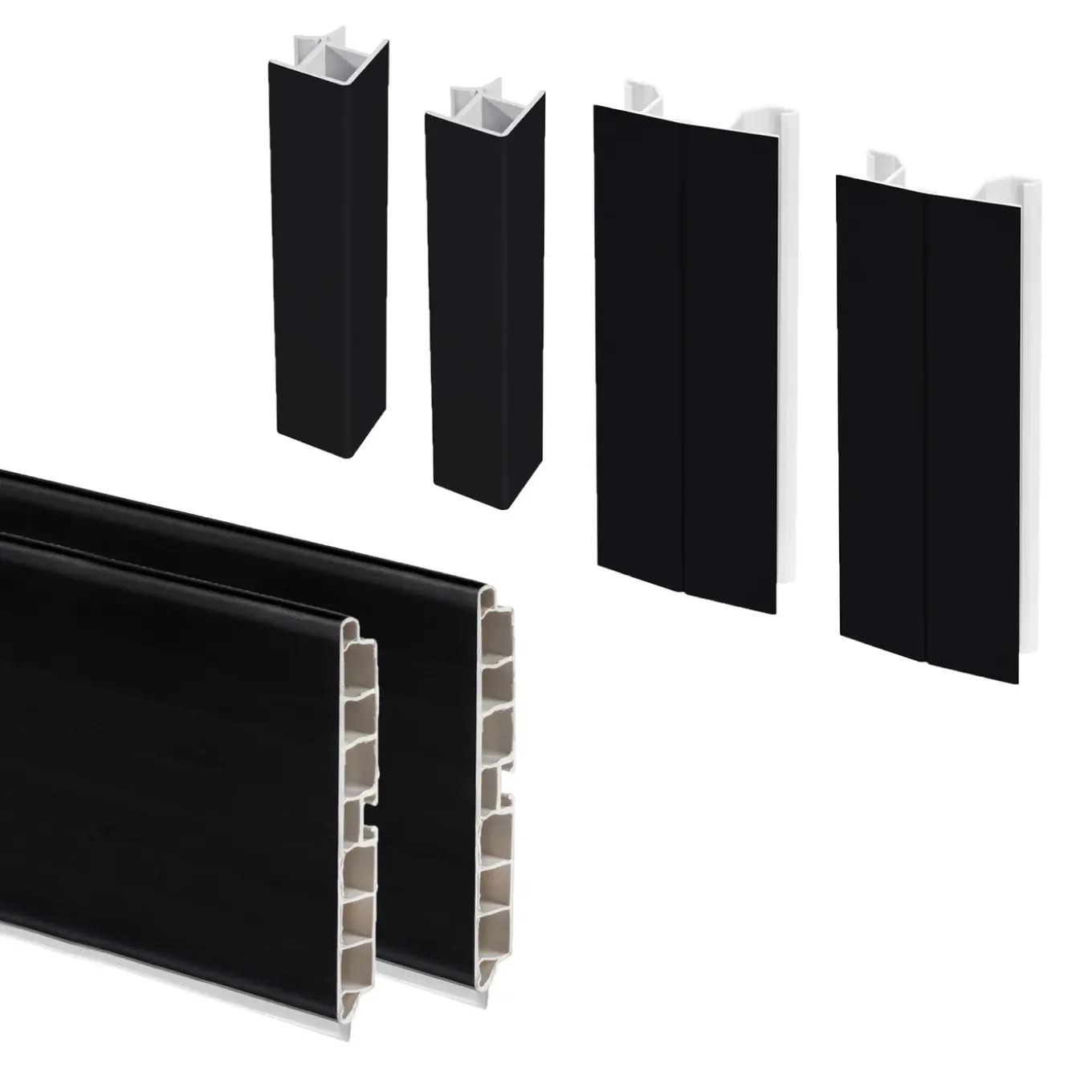 Emuca Lot Van 2 Plasline Keukenplinten Met Verbindingsbeslag, Hoogte 150mm, 2 Staven Lengte 2,35m