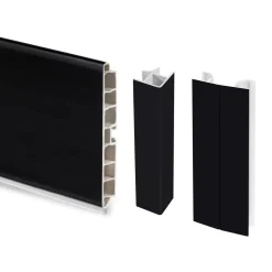 Emuca Lot Van 2 Plasline Keukenplinten Met Verbindingsbeslag, Hoogte 100mm, 2 Staven Lengte 2,35m
