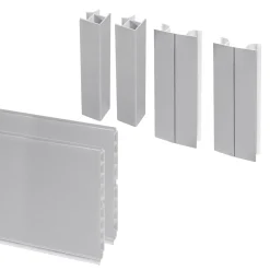 Emuca Lot Van 2 Plasline Keukenplinten Met Verbindingsbeslag, Hoogte 100mm, 2 Staven Lengte 2,35m