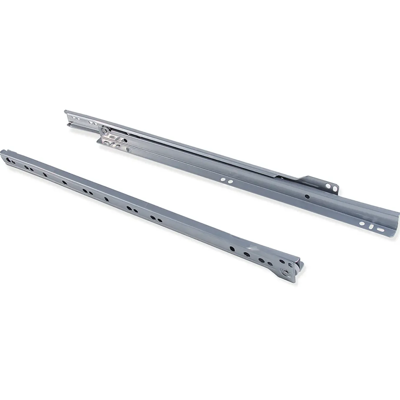 Emuca Lot Van 5 Sets T30 Ladegeleiders, Valslot, Lengte 350mm, Uitschuifbaar, Staal, Grijs Metallic