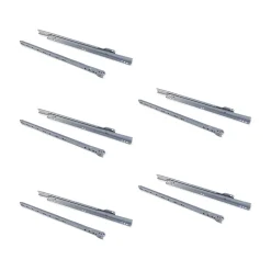 Emuca Lot Van 5 Sets T30 Ladegeleiders, Valslot, Lengte 350mm, Uitschuifbaar, Staal, Grijs Metallic