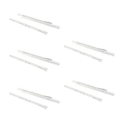 Emuca Lot Van 5 Sets T30 Ladegeleiders, Valslot, Lengte 300mm, Uitschuifbaar, Staal, Wit