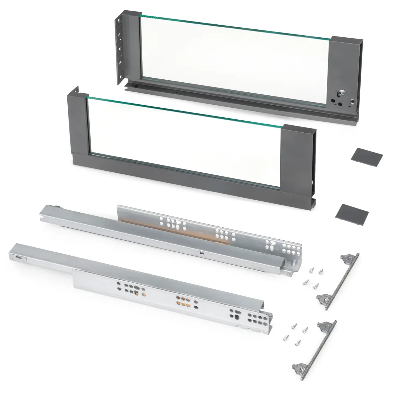 Emuca Outdoor Vertex 40kg Glaszijdige Lade 178mm Hoog, 450mm Diep, Staal En Aluminium En Glas