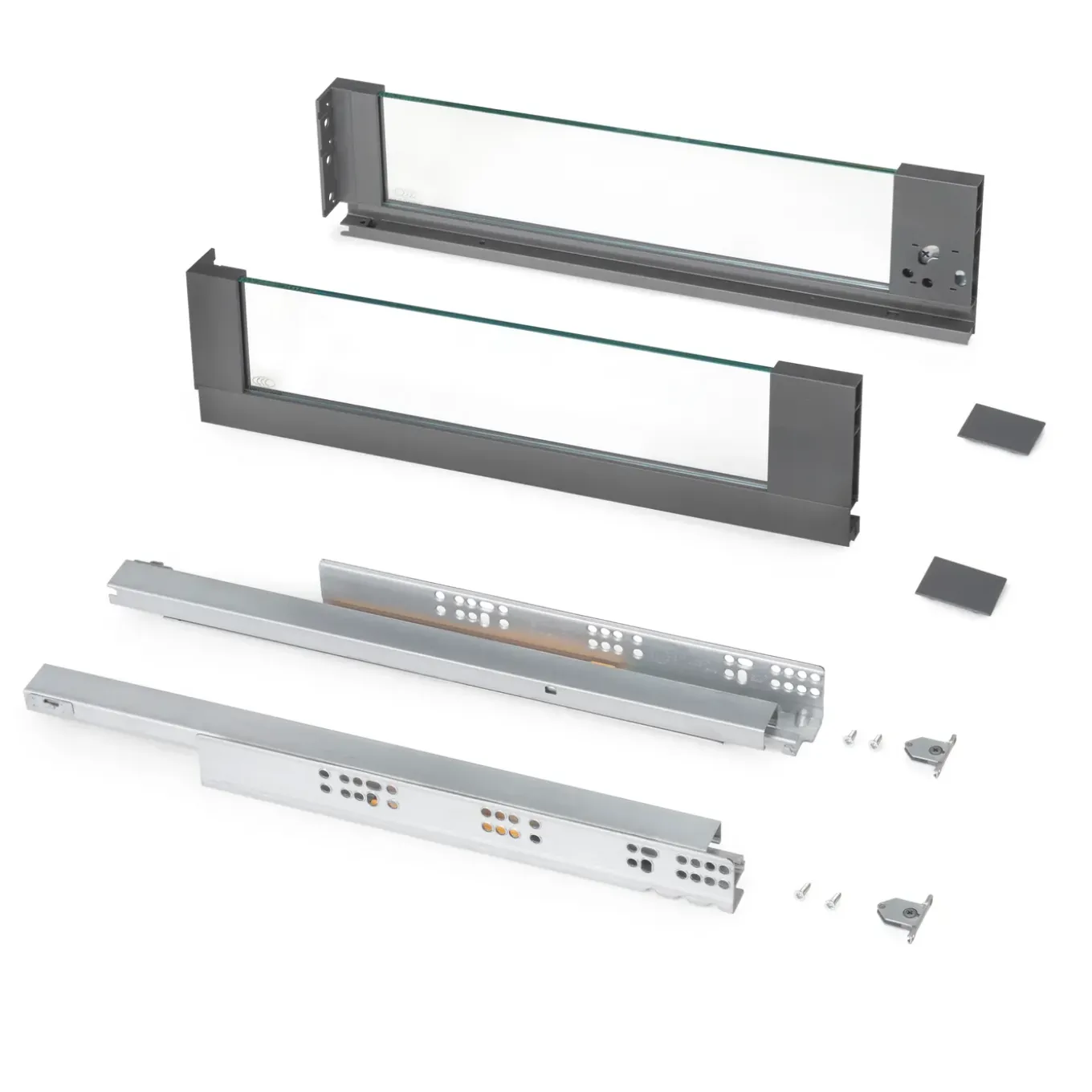 Emuca Outdoor Vertex 40kg Lade Met Glazen Zijpaneel Hoogte 131mm, Diepte 450mm, Staal En Aluminium