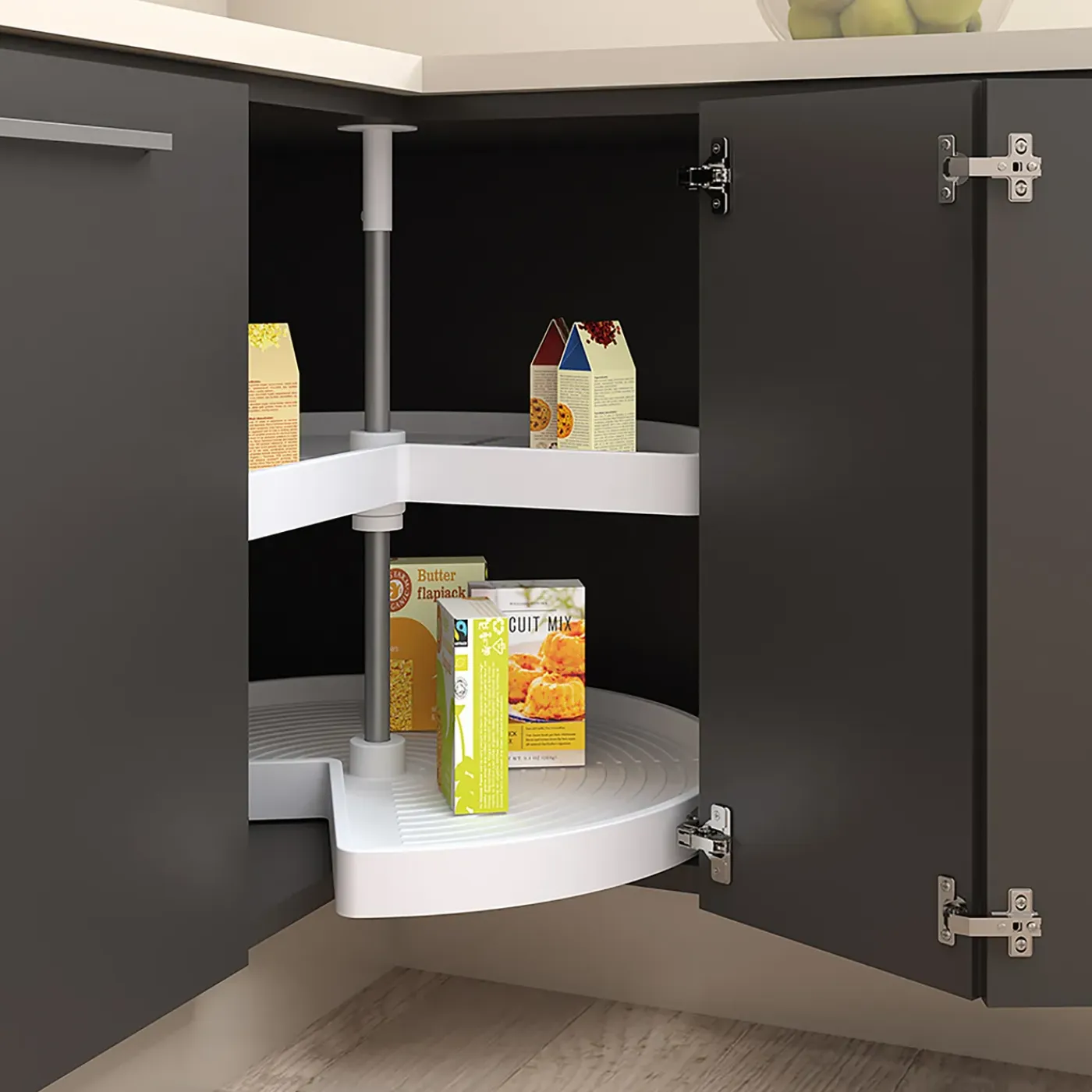 Emuca Set Shelvo 3/4' Draaitafelset, Voor 800mm Module, Plastic En Aluminium, Wit