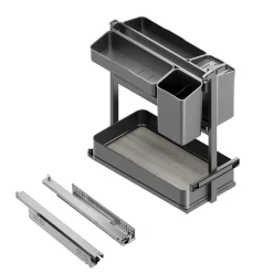 Emuca Uittrekbaar Karretje Met Manden En Accessoires Harmony, Module Breedte 300mm Hoogte 700mm