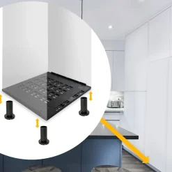 Emuca Ventilatievoet Voor Geïntegreerde Koelkasten Frigo, Voor 16mm Plankdikte, Plastic, Zwart