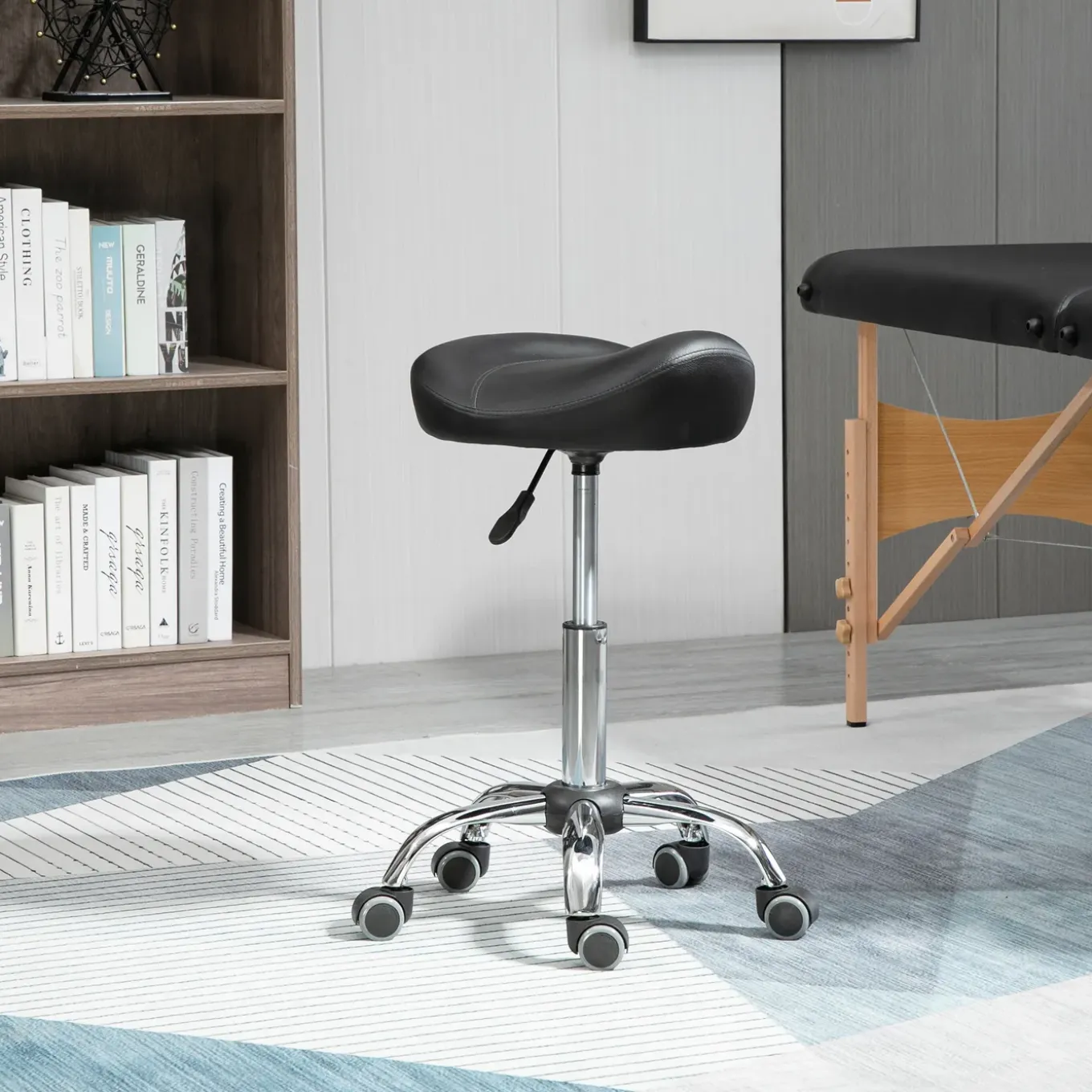 Ergonomische Zadelkruk Kunstleer Amazonekruk In Hoogte Verstelbaar 54-69cm - Zwart