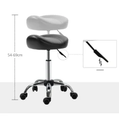 Ergonomische Zadelkruk Kunstleer Amazonekruk In Hoogte Verstelbaar 54-69cm - Zwart