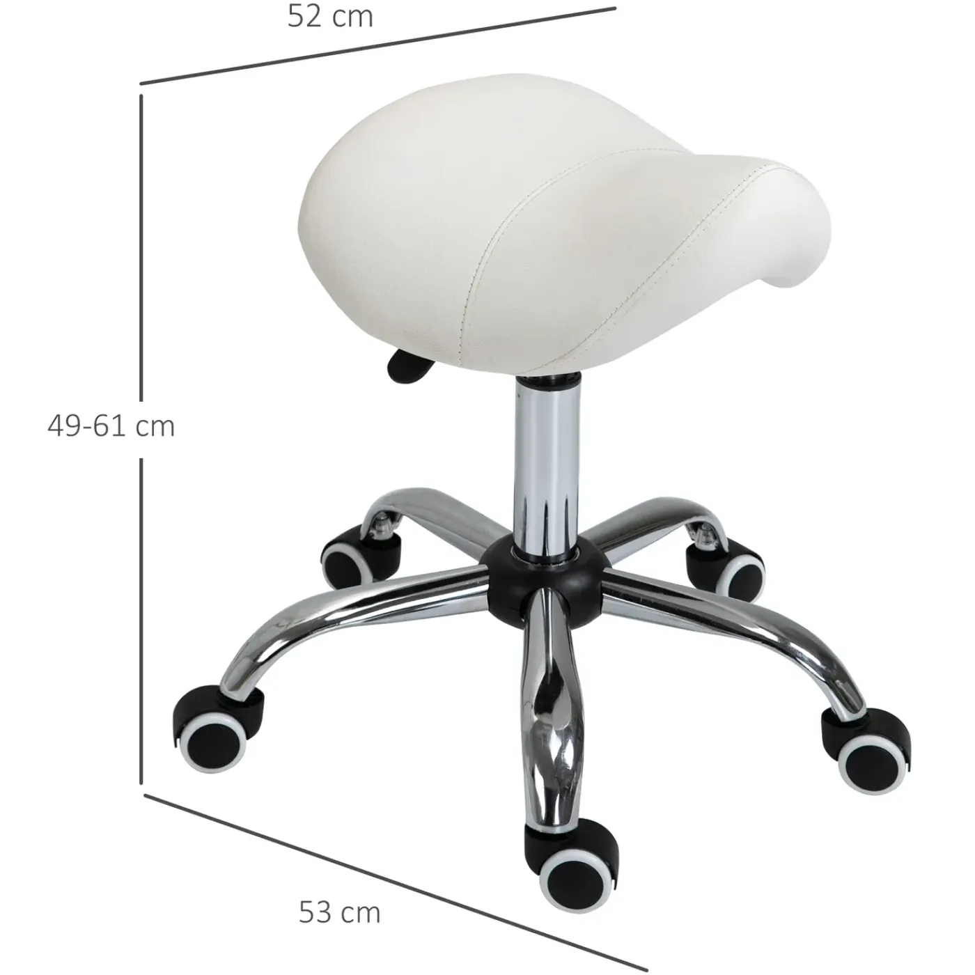 Overig Ergonomische Zadelkruk Kunstleer Amazonekruk In Hoogte Verstelbaar 49-61 Cm - Wit