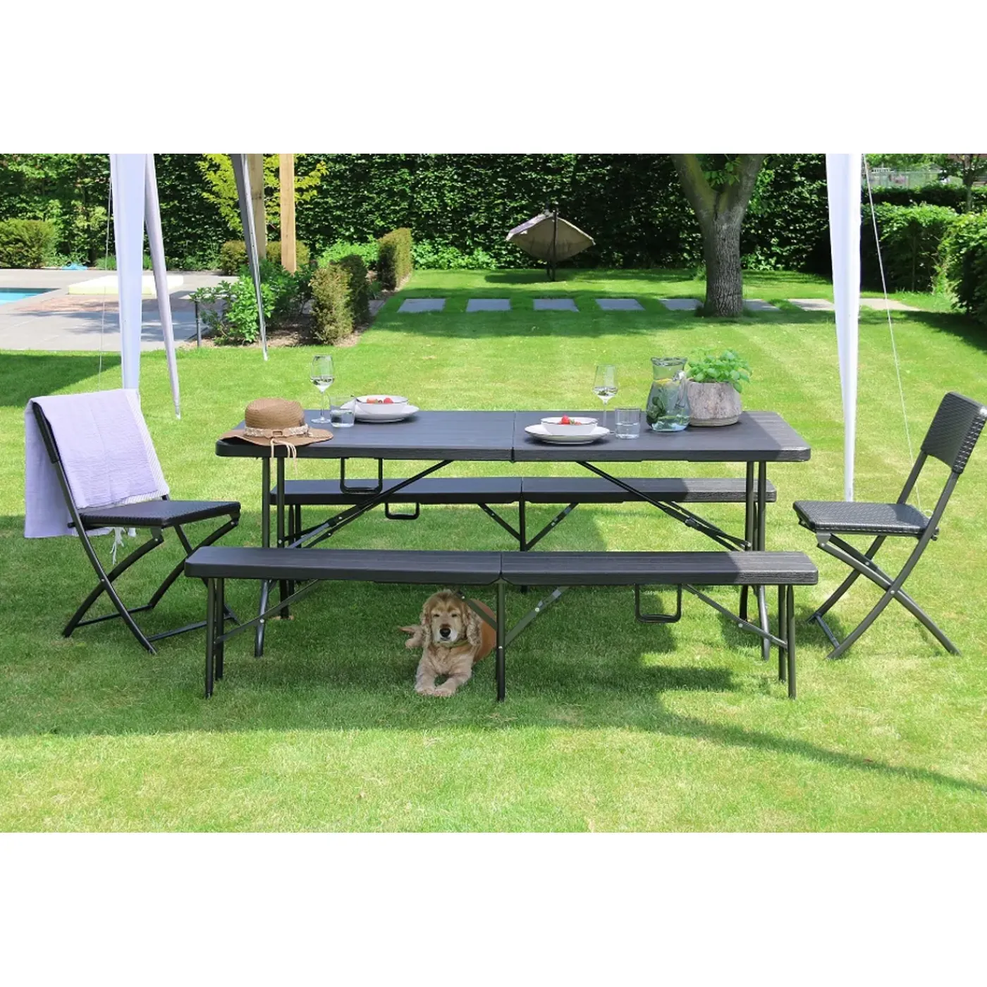 Erro Klaptafel - 180cm - Zwart - Houtlook